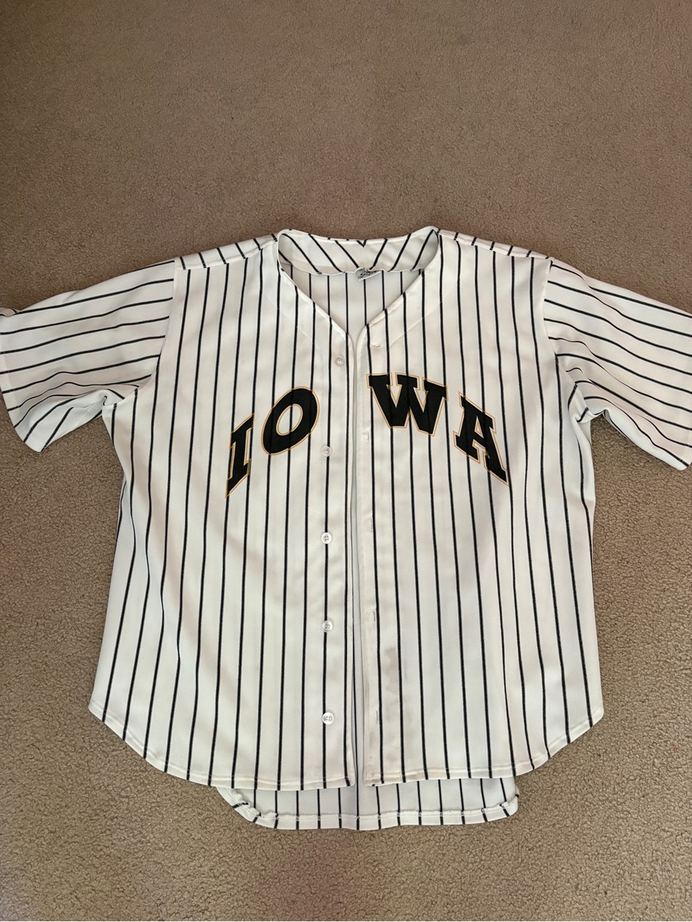 Iowa White & Black Pinstripe Baseball Jersey